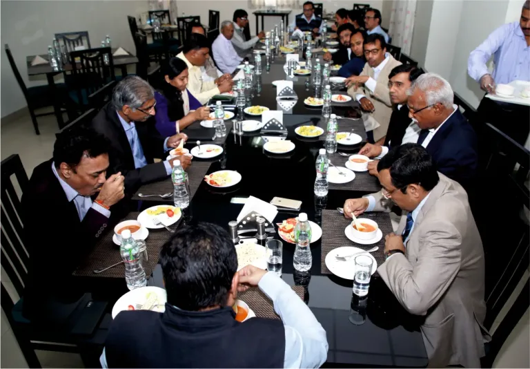 Dining at a Long Table