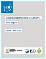 Global Entrepreneurship Monitor (GEM) 2013 India report cover